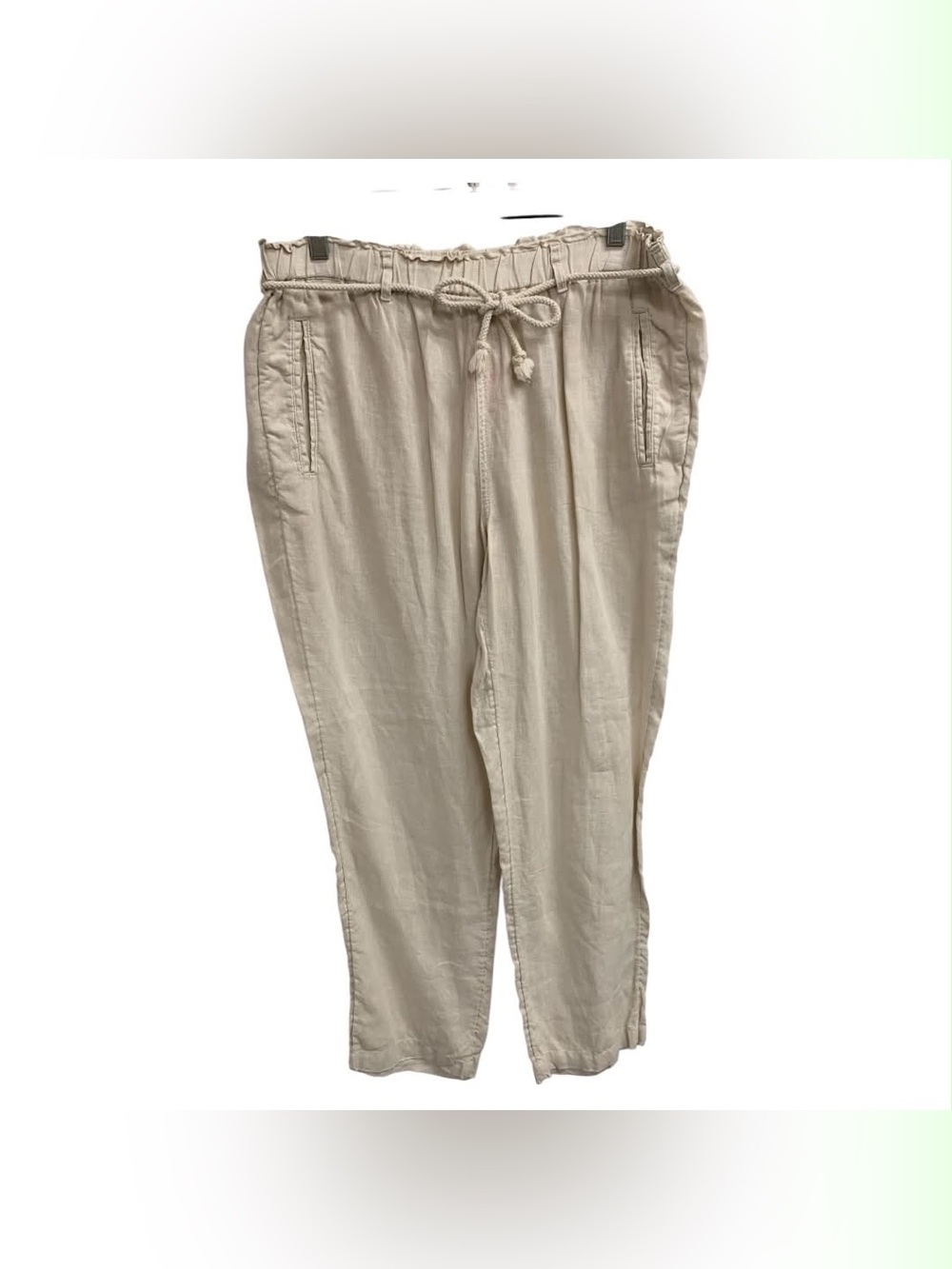 C&C California 100% Linen Light Beige Drawstring Linen-Blend Chinos Size M